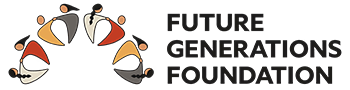 Logo of the Future Generations Foundation. The logo features a semicircle of stylized, multicolored human figures holding hands, forming a cohesive unit. To the right, "FUTURE GENERATIONS FOUNDATION" is written in bold, uppercase letters.